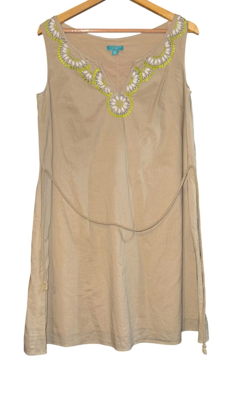 Calypso St Barth Target Beaded Shift Dress Women's Medium Old Money Vacation Lux